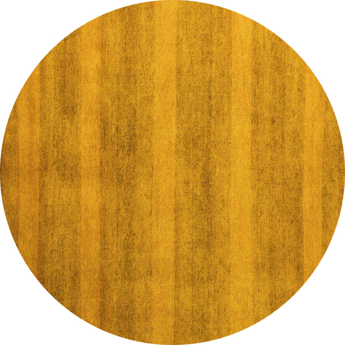 Round Abstract Yellow Modern Rug, abs5312yw