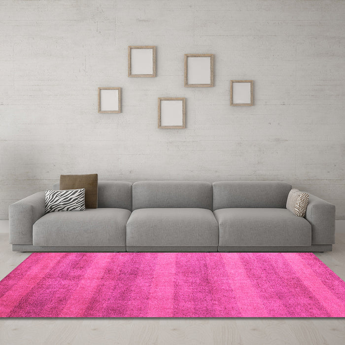 Machine Washable Abstract Pink Modern Rug in a Living Room, wshabs5312pnk