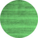 Round Abstract Emerald Green Modern Rug, abs5312emgrn