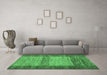 Machine Washable Abstract Emerald Green Modern Area Rugs in a Living Room,, wshabs5313emgrn