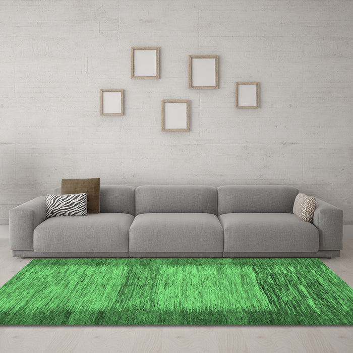 Machine Washable Abstract Emerald Green Modern Area Rugs in a Living Room,, wshabs5313emgrn