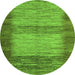 Round Machine Washable Abstract Green Modern Area Rugs, wshabs5313grn