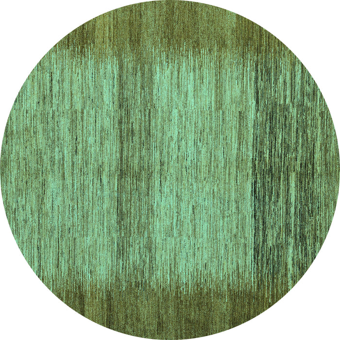 Round Abstract Turquoise Modern Rug, abs5313turq