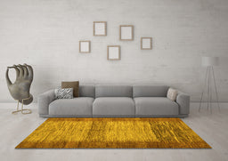 Machine Washable Abstract Yellow Modern Rug in a Living Room, wshabs5313yw