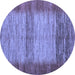 Round Abstract Blue Modern Rug, abs5313blu