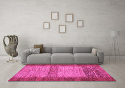 Machine Washable Abstract Pink Modern Rug in a Living Room, wshabs5313pnk
