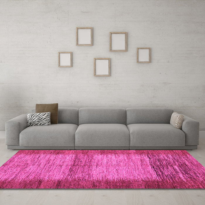 Machine Washable Abstract Pink Modern Rug in a Living Room, wshabs5313pnk