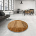 Round Abstract Orange Modern Rug in a Office, abs5313