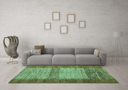 Machine Washable Abstract Turquoise Modern Area Rugs in a Living Room,, wshabs5313turq