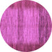 Round Machine Washable Abstract Purple Modern Area Rugs, wshabs5313pur