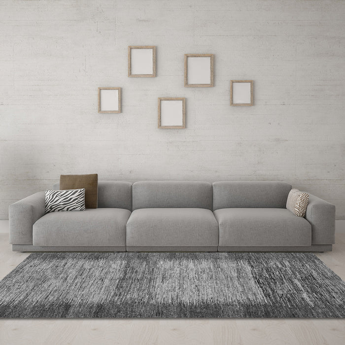 Machine Washable Abstract Gray Modern Rug in a Living Room,, wshabs5313gry