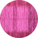 Round Abstract Pink Modern Rug, abs5313pnk