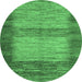 Round Abstract Emerald Green Modern Rug, abs5313emgrn