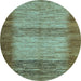 Round Abstract Light Blue Modern Rug, abs5313lblu