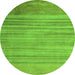 Round Machine Washable Abstract Green Modern Area Rugs, wshabs5314grn