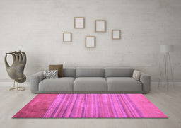 Machine Washable Abstract Purple Modern Area Rugs in a Living Room, wshabs5314pur