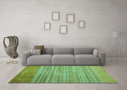 Machine Washable Abstract Turquoise Modern Area Rugs in a Living Room,, wshabs5314turq