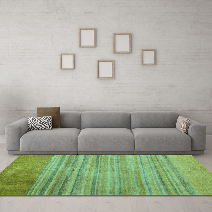Machine Washable Abstract Turquoise Modern Area Rugs in a Living Room,, wshabs5314turq