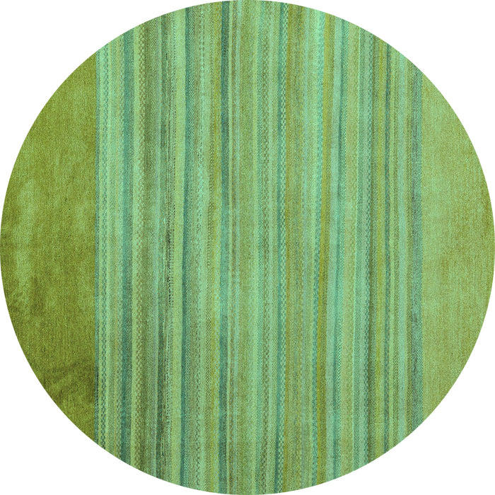 Round Machine Washable Abstract Turquoise Modern Area Rugs, wshabs5314turq