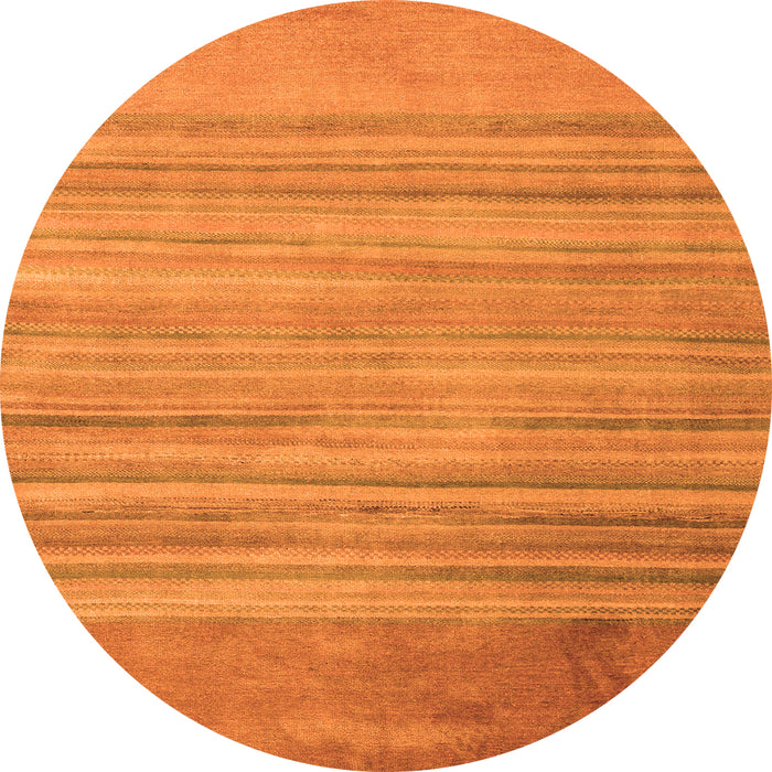 Round Machine Washable Abstract Orange Modern Area Rugs, wshabs5314org