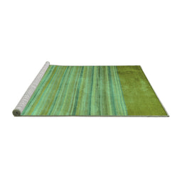 Sideview of Machine Washable Abstract Turquoise Modern Area Rugs, wshabs5314turq