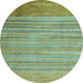 Round Abstract Light Blue Modern Rug, abs5314lblu