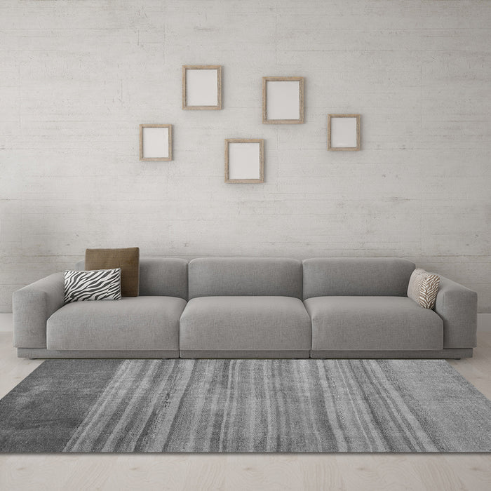 Machine Washable Abstract Gray Modern Rug in a Living Room,, wshabs5314gry