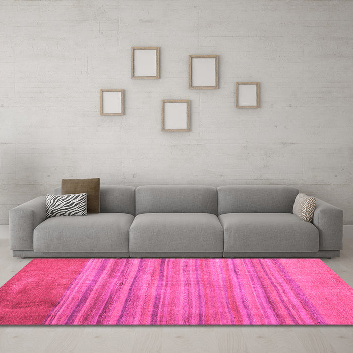 Machine Washable Abstract Pink Modern Rug in a Living Room, wshabs5314pnk