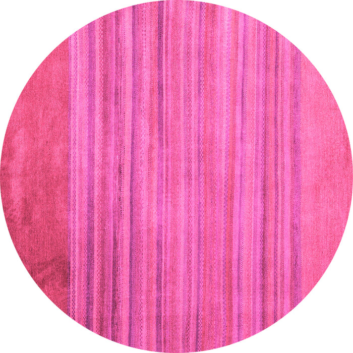 Round Machine Washable Abstract Pink Modern Rug, wshabs5314pnk