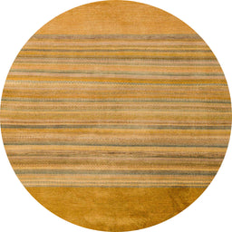 Round Machine Washable Abstract Orange Rug, wshabs5314