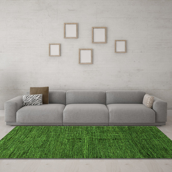 Machine Washable Abstract Green Modern Area Rugs in a Living Room,, wshabs5315grn
