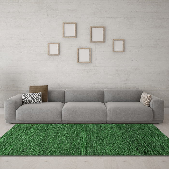 Machine Washable Abstract Emerald Green Modern Area Rugs in a Living Room,, wshabs5315emgrn