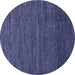 Round Abstract Blue Modern Rug, abs5315blu