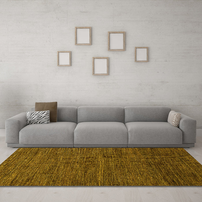 Machine Washable Abstract Yellow Modern Rug in a Living Room, wshabs5315yw