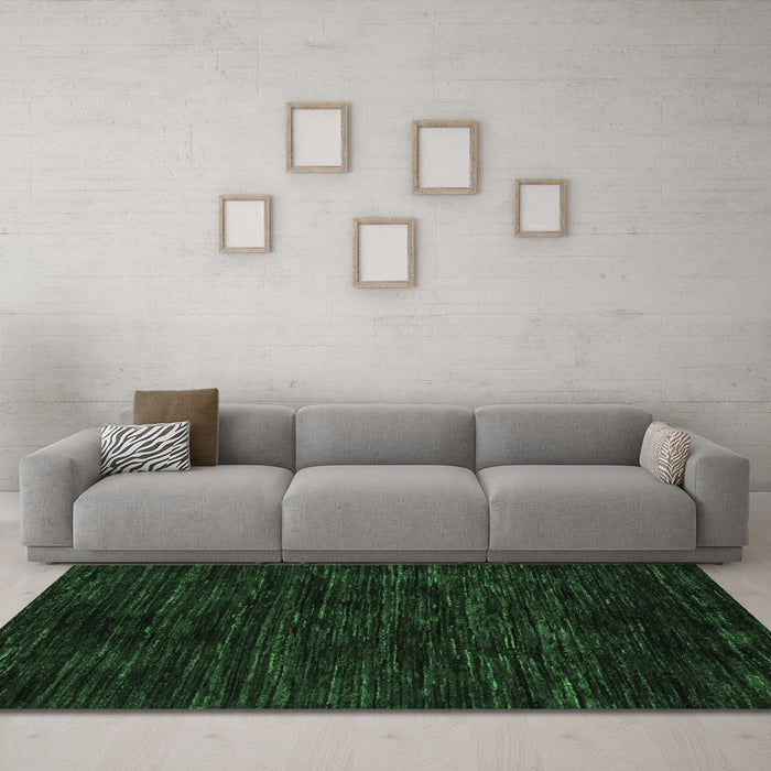 Machine Washable Abstract Emerald Green Modern Area Rugs in a Living Room,, wshabs5316emgrn