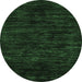 Round Machine Washable Abstract Emerald Green Modern Area Rugs, wshabs5316emgrn