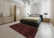 Abstract Red Modern Rug in a Bedroom, abs5316