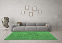 Machine Washable Abstract Emerald Green Modern Rug, wshabs5317emgrn