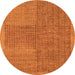 Round Machine Washable Abstract Orange Modern Area Rugs, wshabs5317org