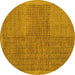 Round Machine Washable Abstract Yellow Modern Rug, wshabs5317yw