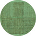 Round Abstract Turquoise Modern Rug, abs5317turq