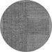 Round Machine Washable Abstract Gray Modern Rug, wshabs5317gry