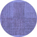 Round Abstract Blue Modern Rug, abs5317blu