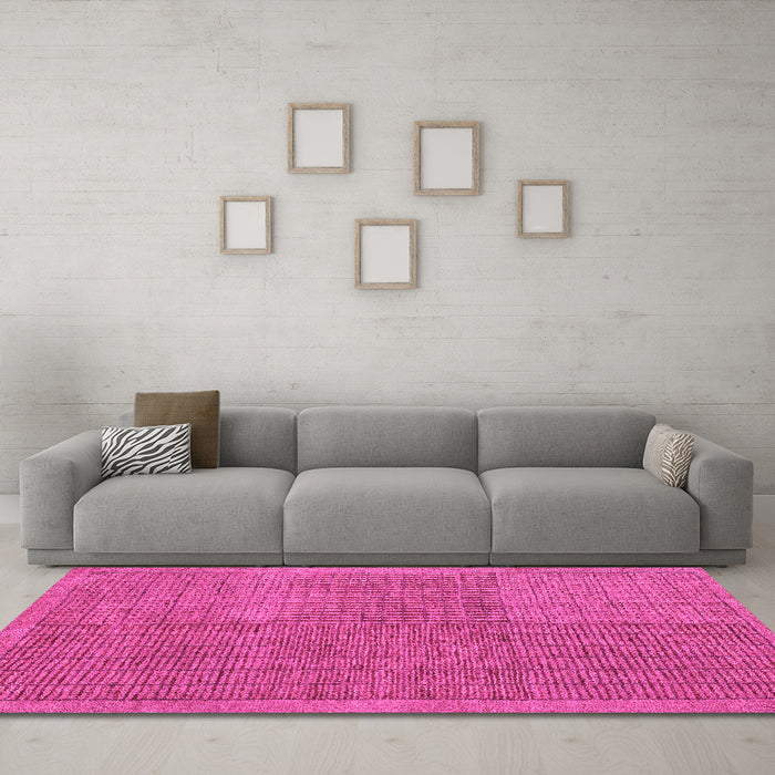 Machine Washable Abstract Pink Modern Rug in a Living Room, wshabs5317pnk