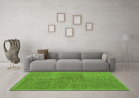 Machine Washable Abstract Green Modern Rug, wshabs5317grn