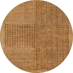 Round Machine Washable Abstract Orange Rug, wshabs5317