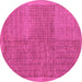 Round Abstract Pink Modern Rug, abs5317pnk