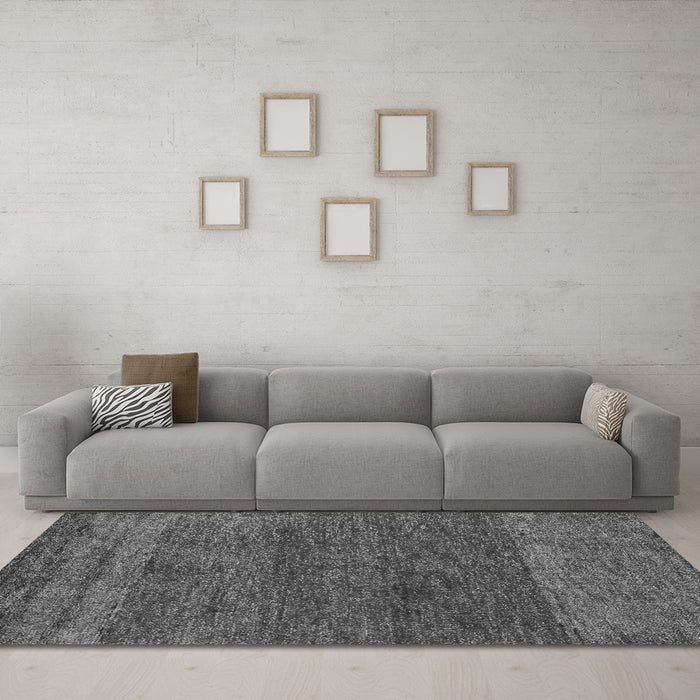 Machine Washable Abstract Gray Modern Rug in a Living Room,, wshabs5318gry