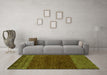 Machine Washable Abstract Green Modern Area Rugs in a Living Room,, wshabs5318grn