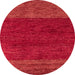 Round Machine Washable Abstract Red Rug, wshabs5318